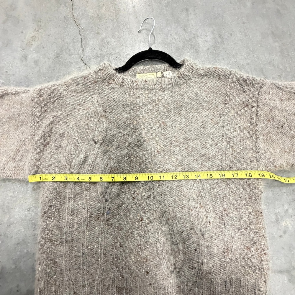Gaeltarra Cable Knit Sweater Womens 38 Taupe Wool Mohair Ireland Vintage - Picture 6 of 7